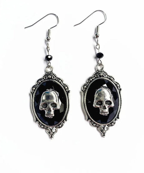 Gothic Skull Cameo Earrings - Earrings