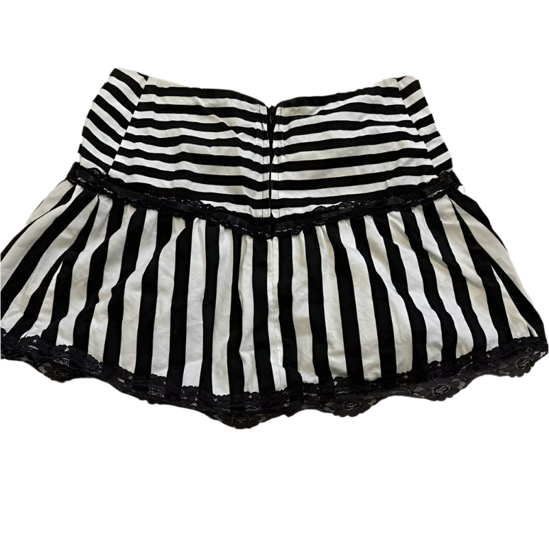 Kawaii Goth Striped Lace Mini Skirt Shoptery