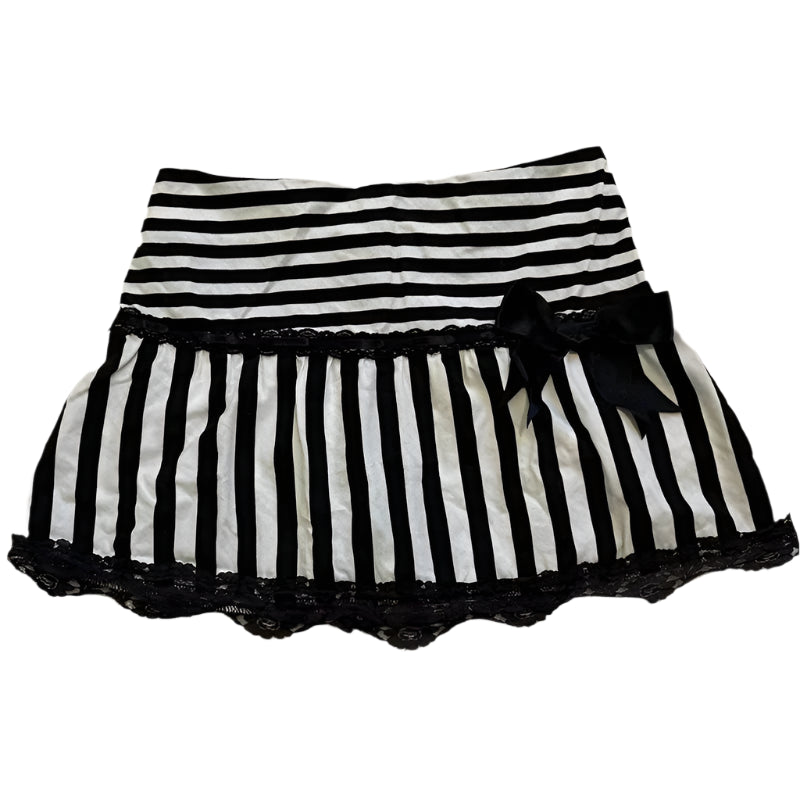Kawaii Goth Striped Lace Mini Skirt Stripes Shoptery