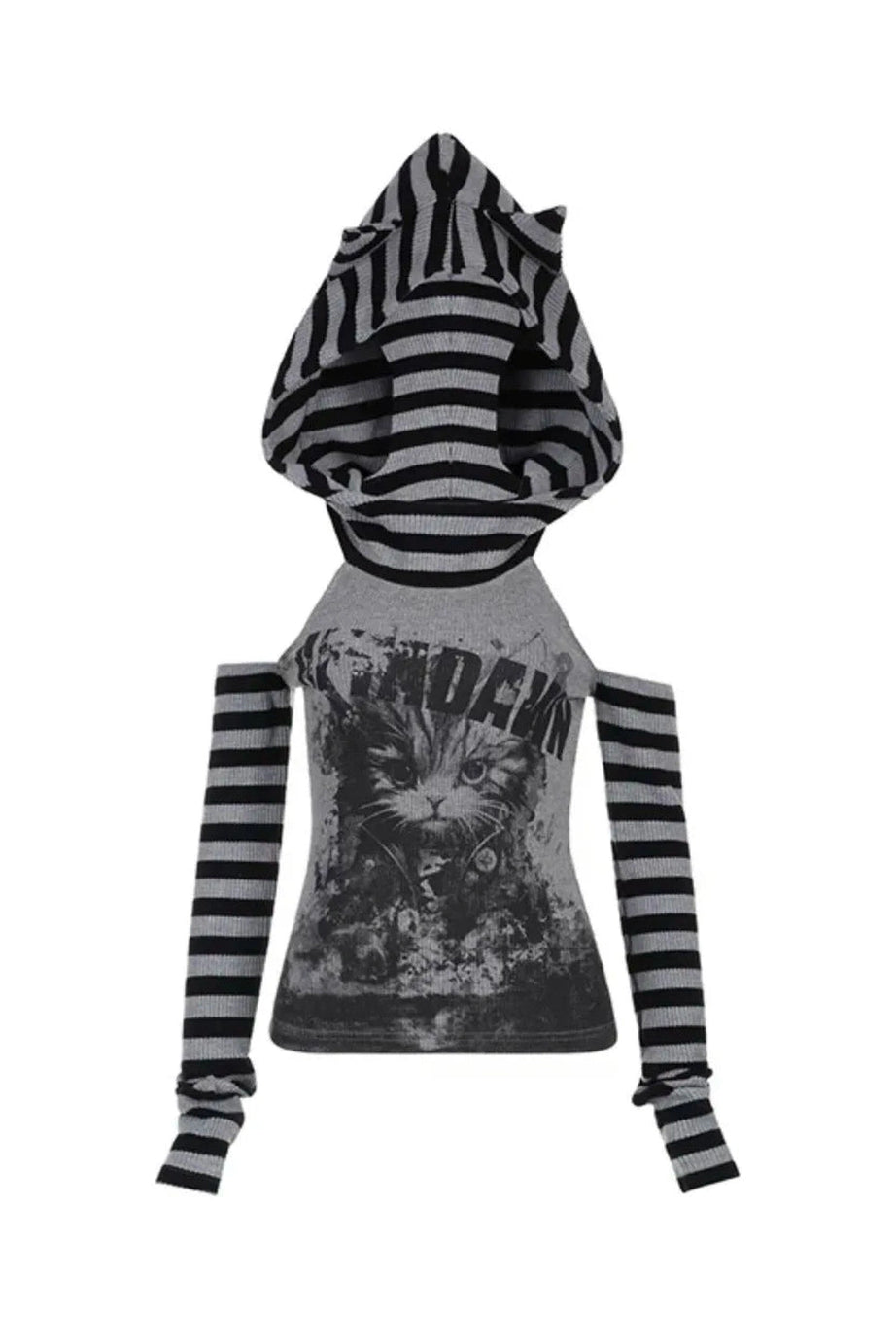 Gothic Striped Patchwork Hoodie -