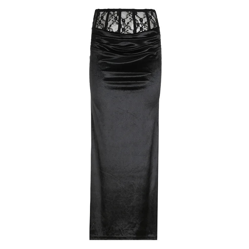 Gothic Velvet Trumpet Skirt - Skirts