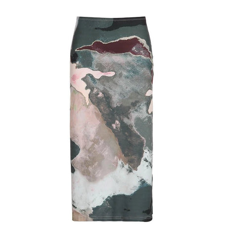 Graphic Printed Long Skirt -