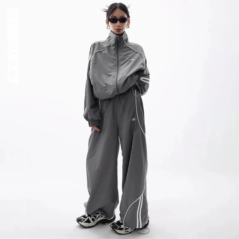 Gray Wave Piped Jogger Set - Outfit Sets