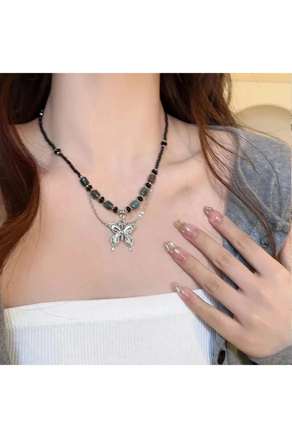 Edgy Green Butterfly Necklace 2 Shoptery