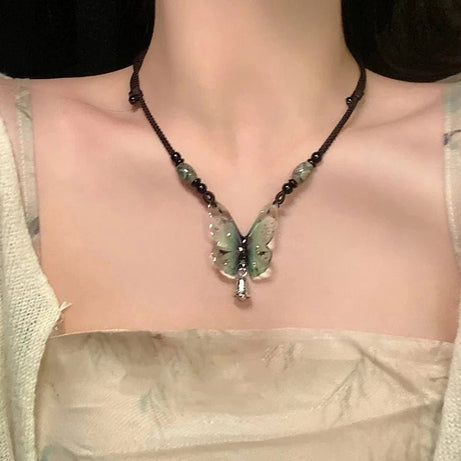 Green Butterfly Necklace - Jewelry
