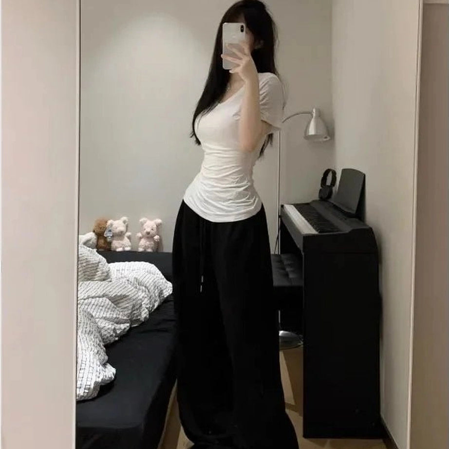 Grey Casual Wide Joggers Shoptery