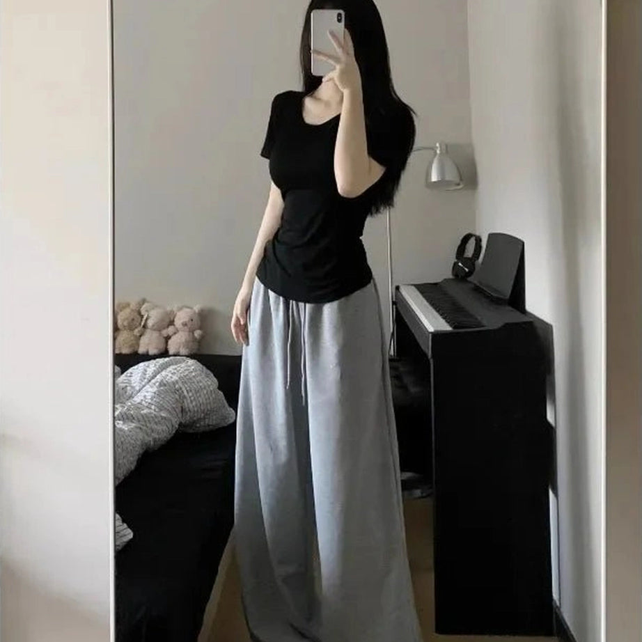 Grey Casual Wide Joggers Shoptery