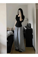 Grey Casual Wide Joggers Shoptery