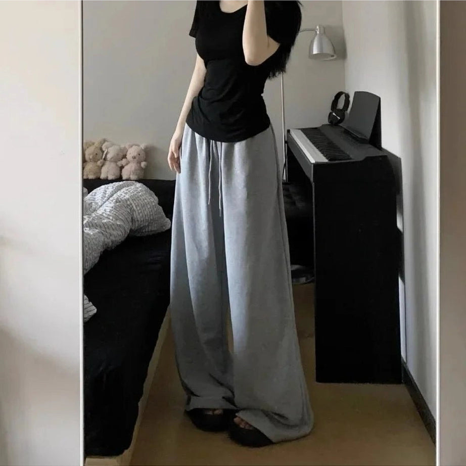 Grey Casual Wide Joggers Shoptery