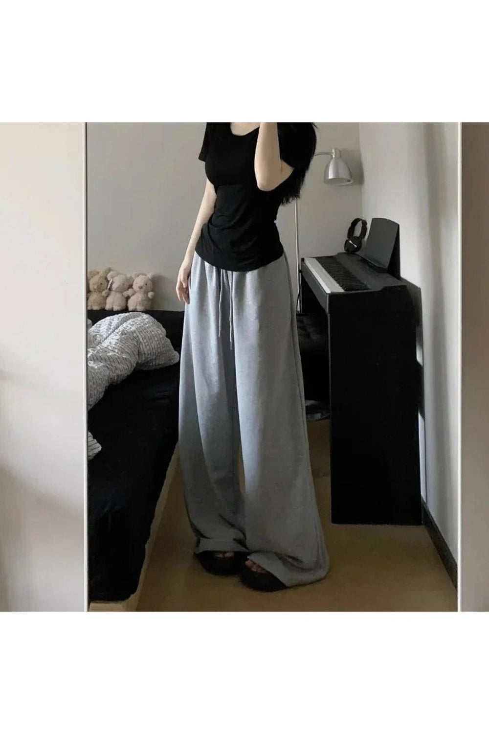 Grey Casual Wide Joggers Shoptery