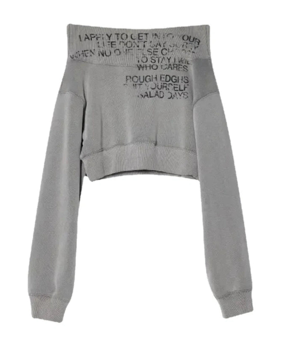 Grey Cipher Cropped Sweatshirt - Sweatshirts