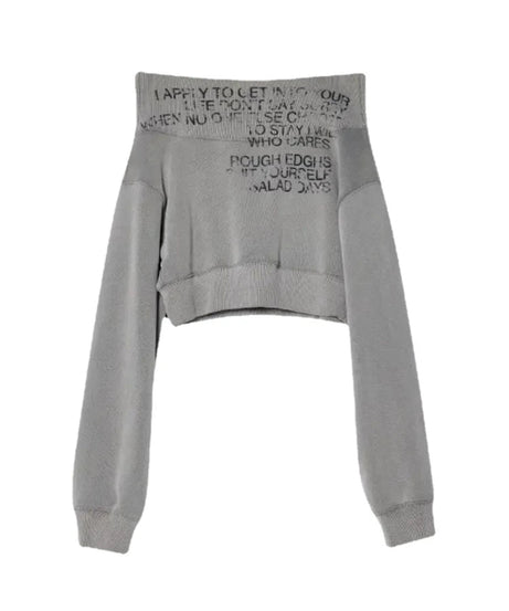 Grey Cipher Cropped Sweatshirt - Sweatshirts