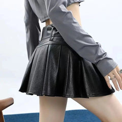 Grommet Belted Alt Leather Mini Skirt Shoptery