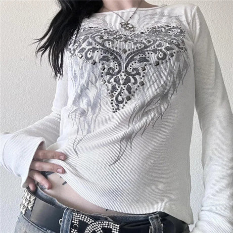 Alt Angel Graphic Waffle Top B Shoptery
