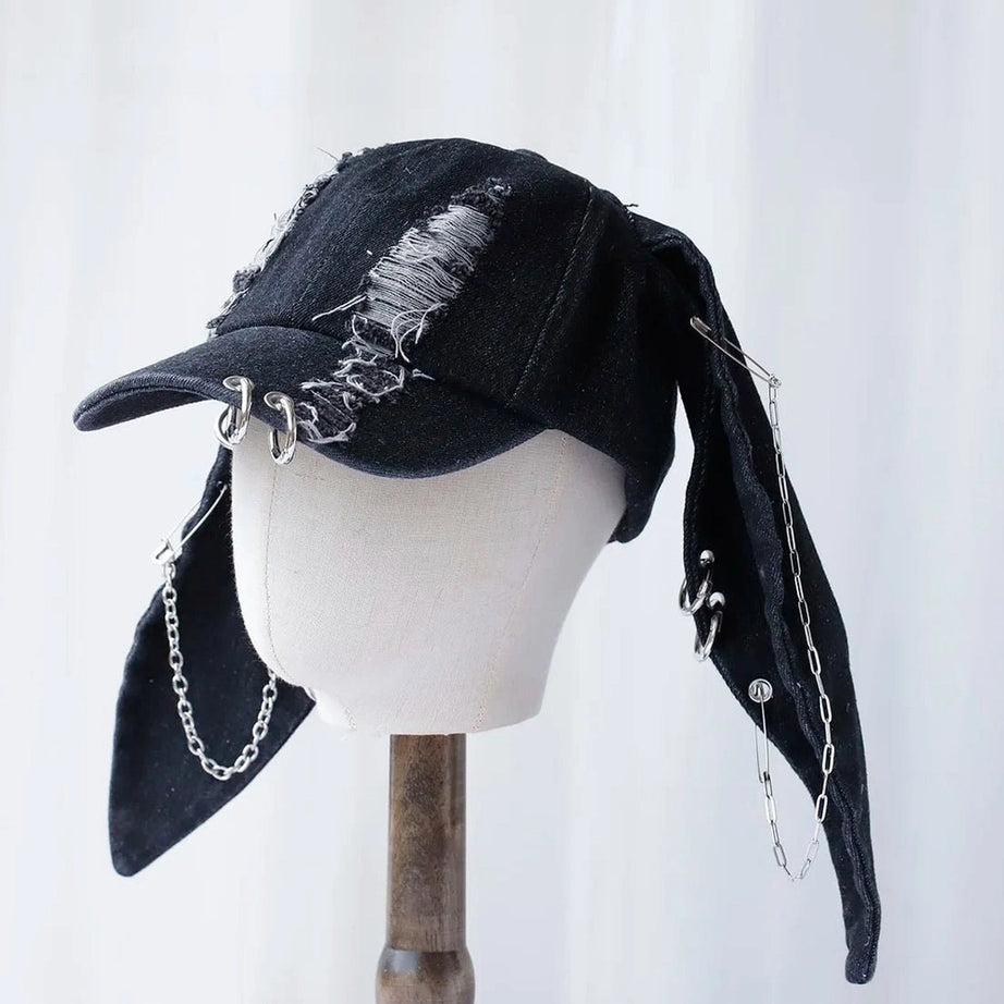 Edgy Bunny Ear Chain Cap Shoptery