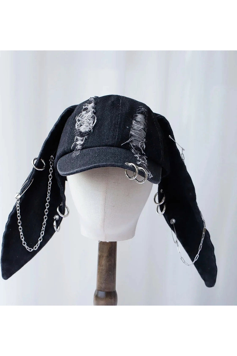 Edgy Bunny Ear Chain Cap AS SHOWN Shoptery