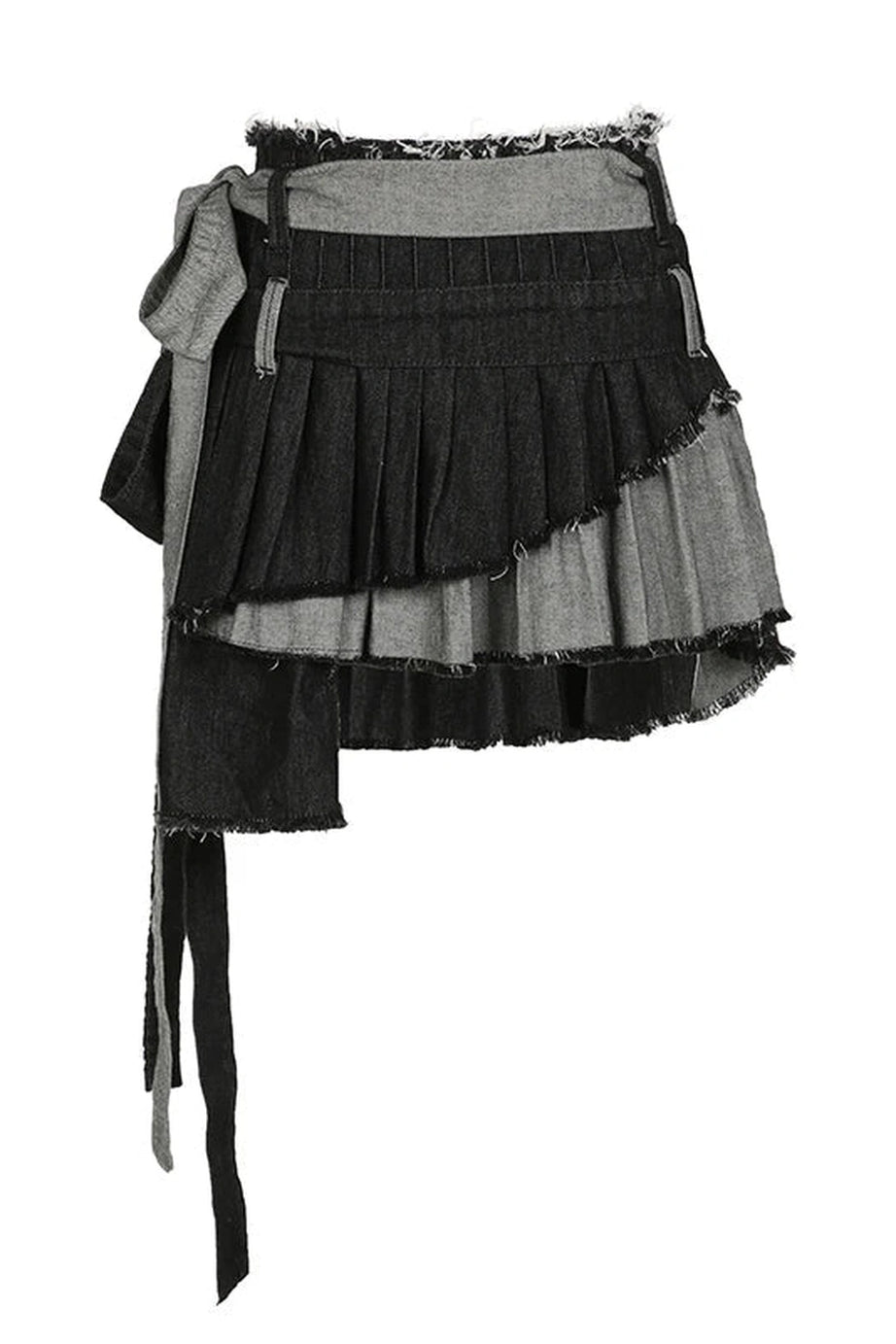 Grunge Denim Pleated Skirt - Skirts