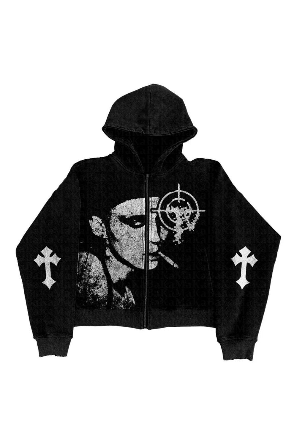 Grunge Noir Graphic Hoodie - 