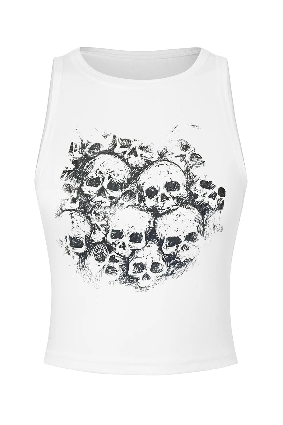 Grunge Skull Print Tank - 