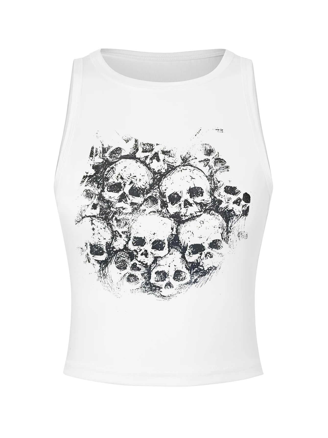 Grunge Skull Print Tank - 