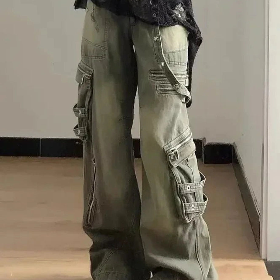 Y2k Strapped Cargo Pants Shoptery