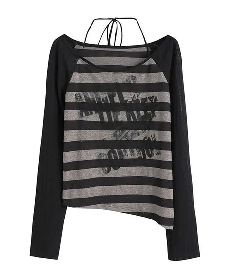 Grunge Striped Slouch Top - Shirts & Tops