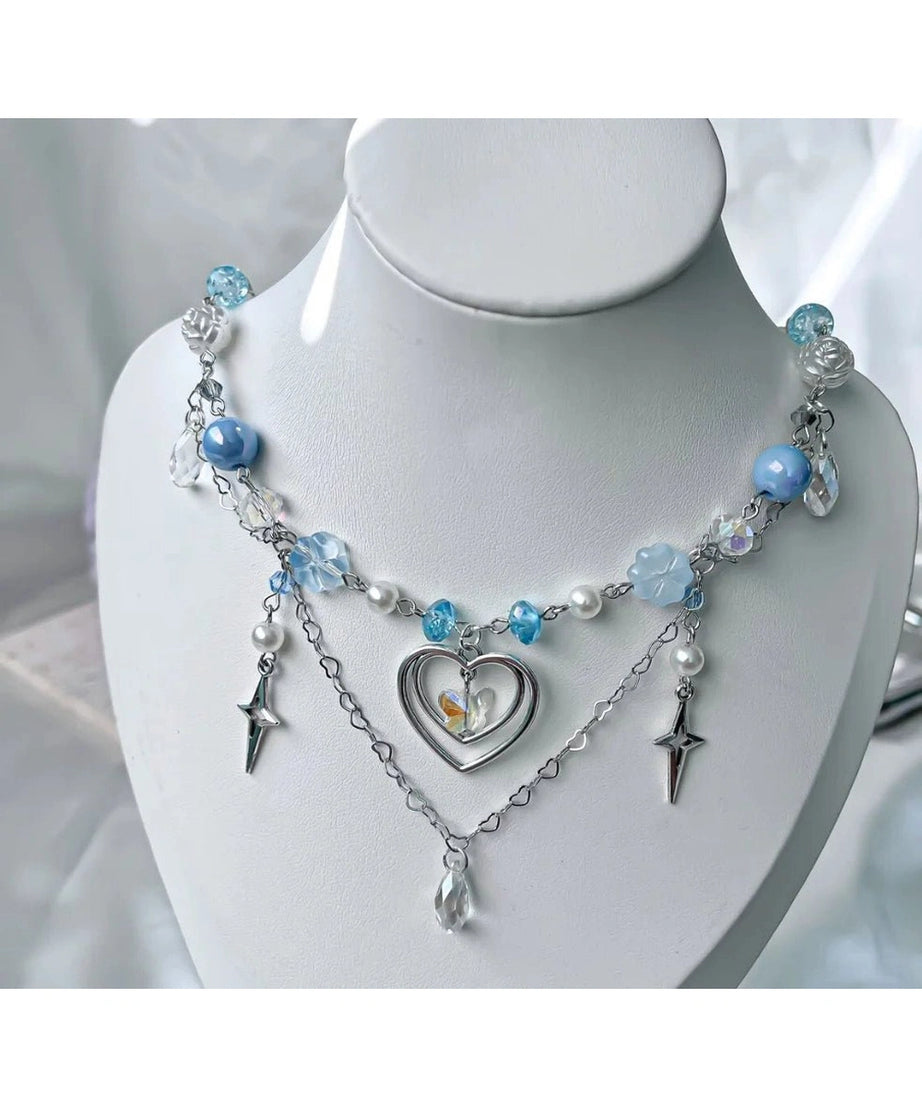 Handmade Blue Heart Necklace -