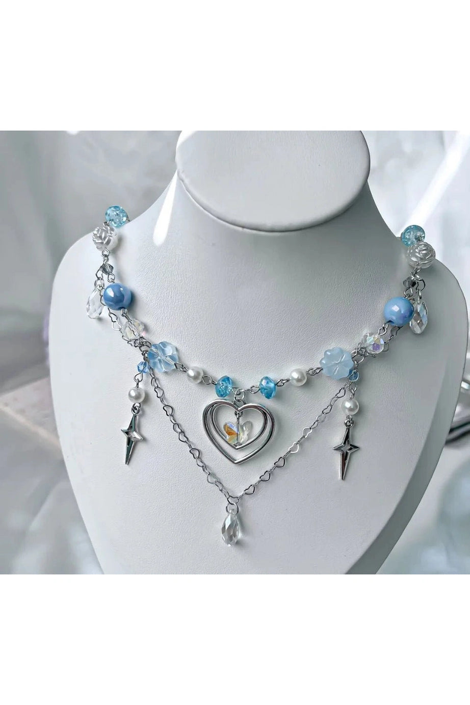 Handmade Blue Heart Necklace -