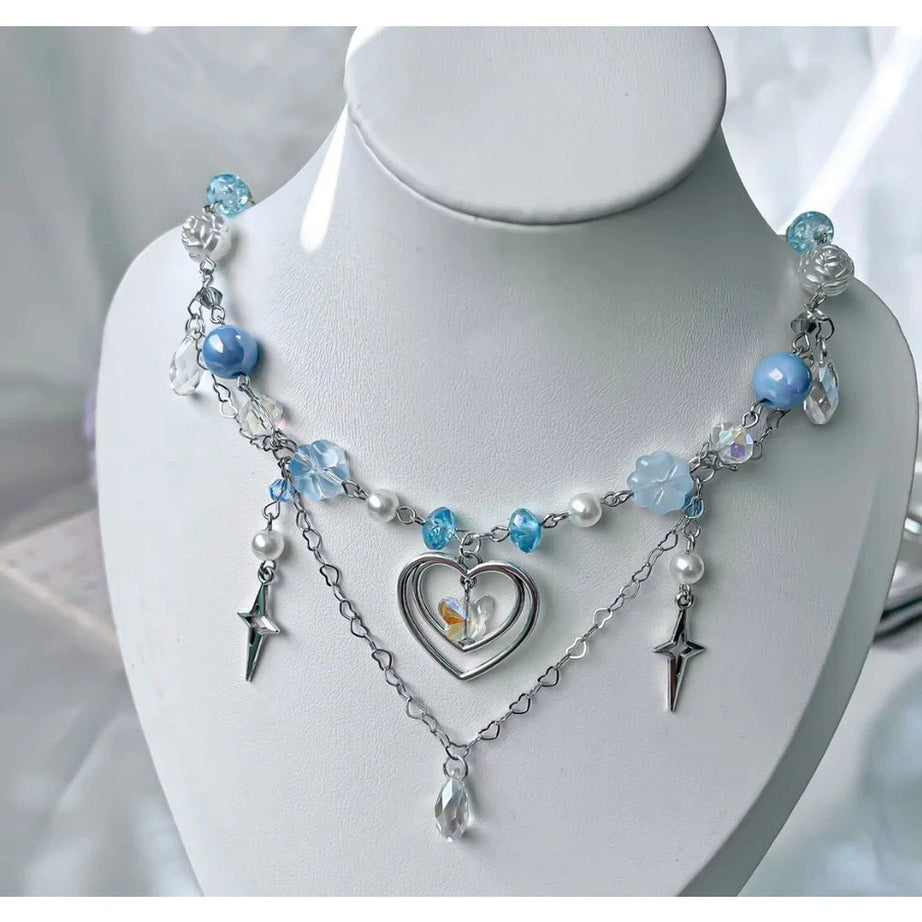 Handmade Blue Heart Necklace Shoptery