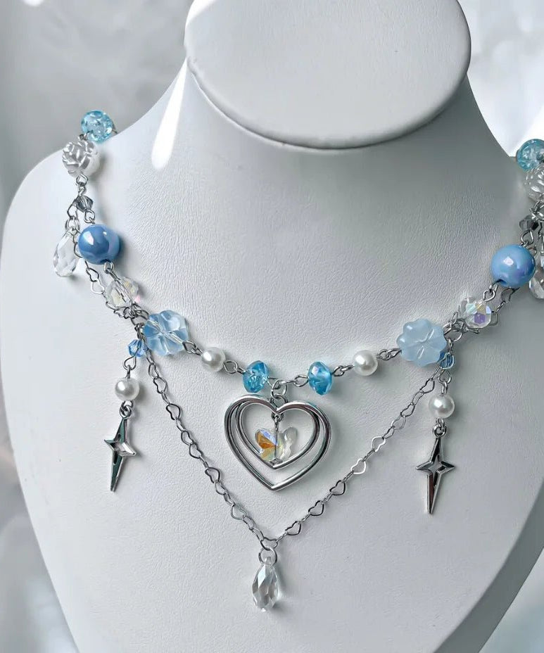 Handmade Blue Heart Necklace -