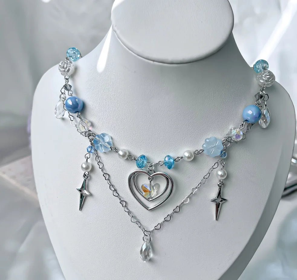 Handmade Blue Heart Necklace -