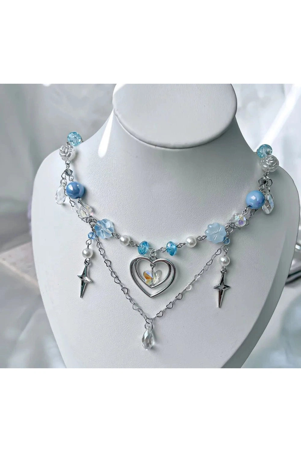 Handmade Blue Heart Necklace Shoptery
