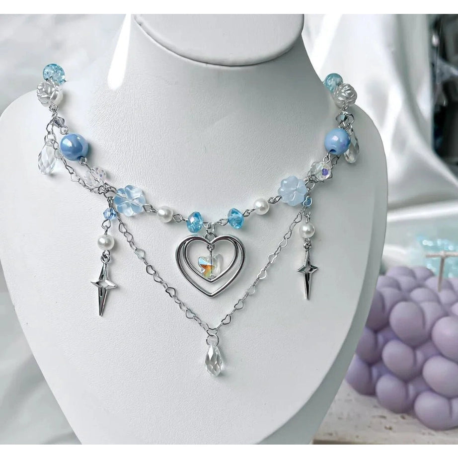 Handmade Blue Heart Necklace Shoptery