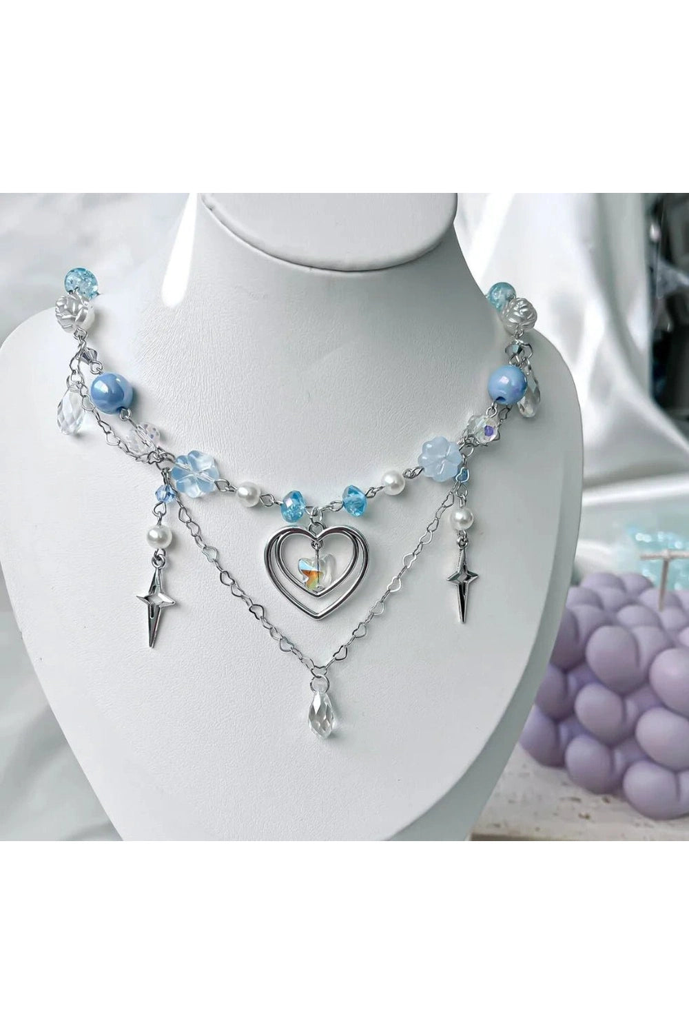 Handmade Blue Heart Necklace Shoptery