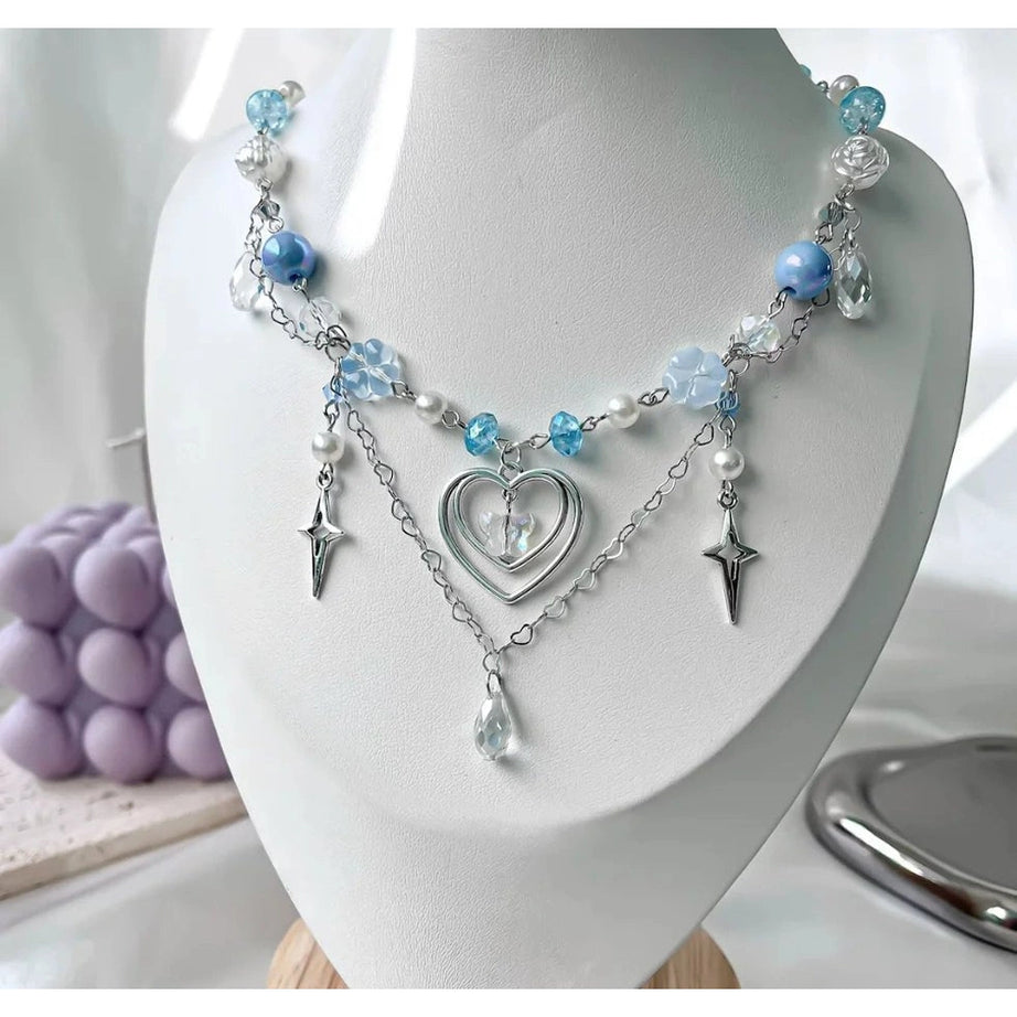 Handmade Blue Heart Necklace Shoptery