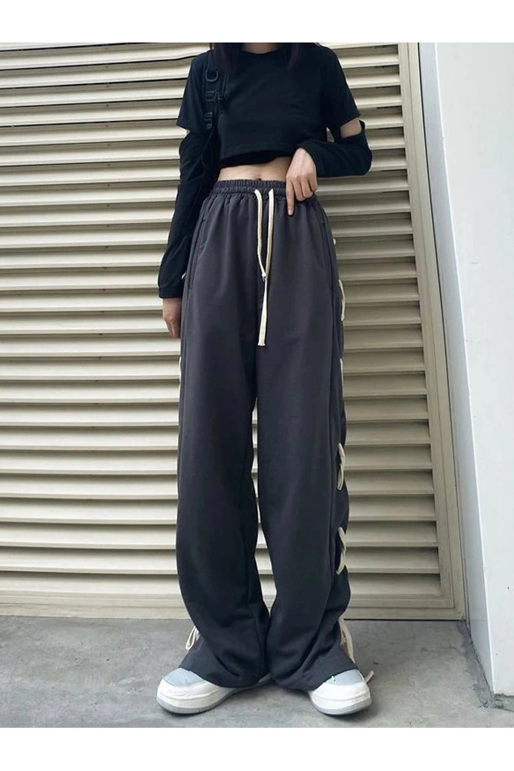 Edgy Bandage Wide Pants Shoptery