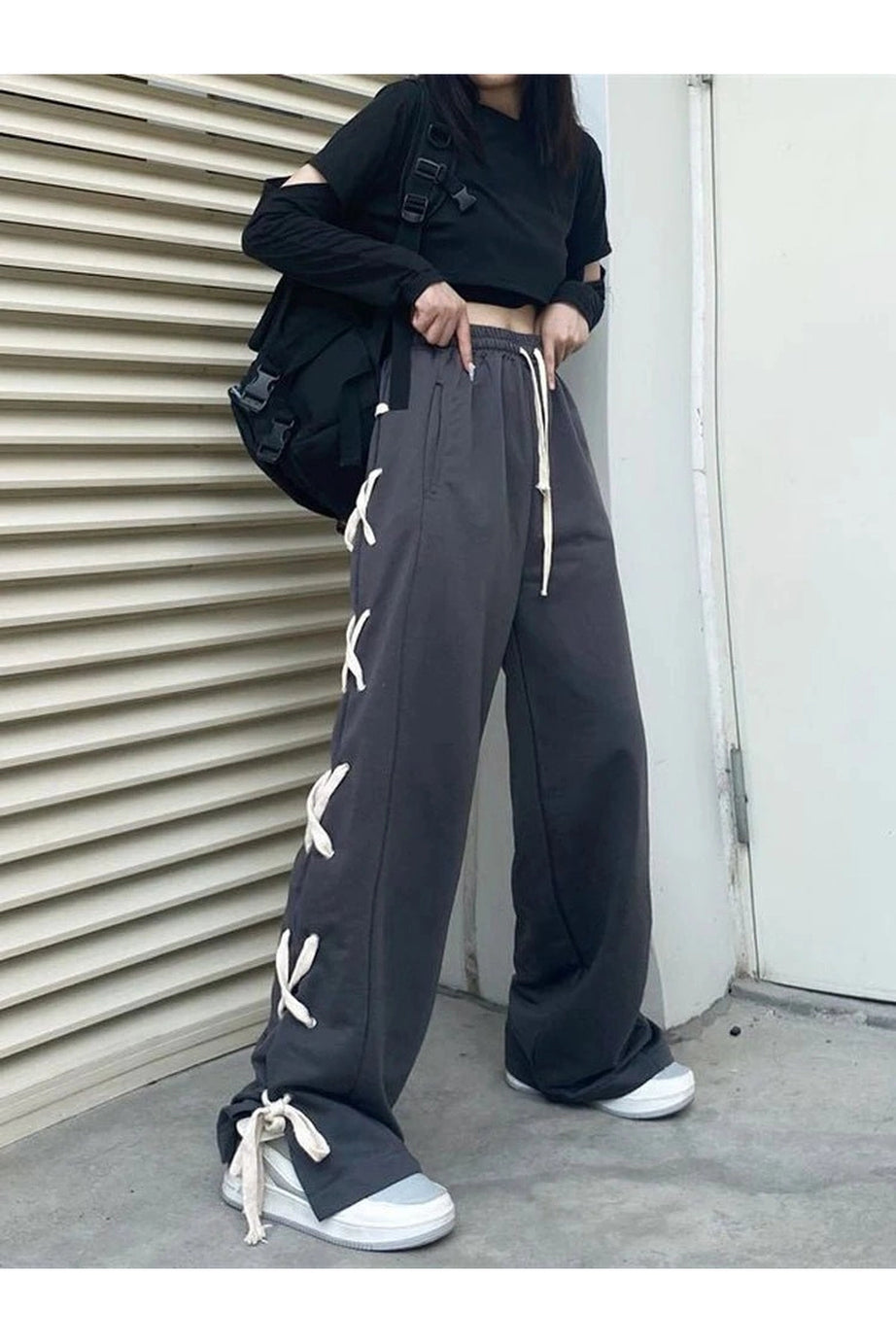 Harajuku Bandage Wide Pants - Pants