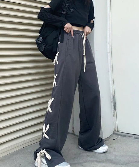 Harajuku Bandage Wide Pants - Pants