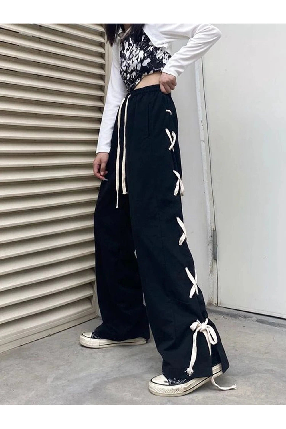 Edgy Bandage Wide Pants Shoptery