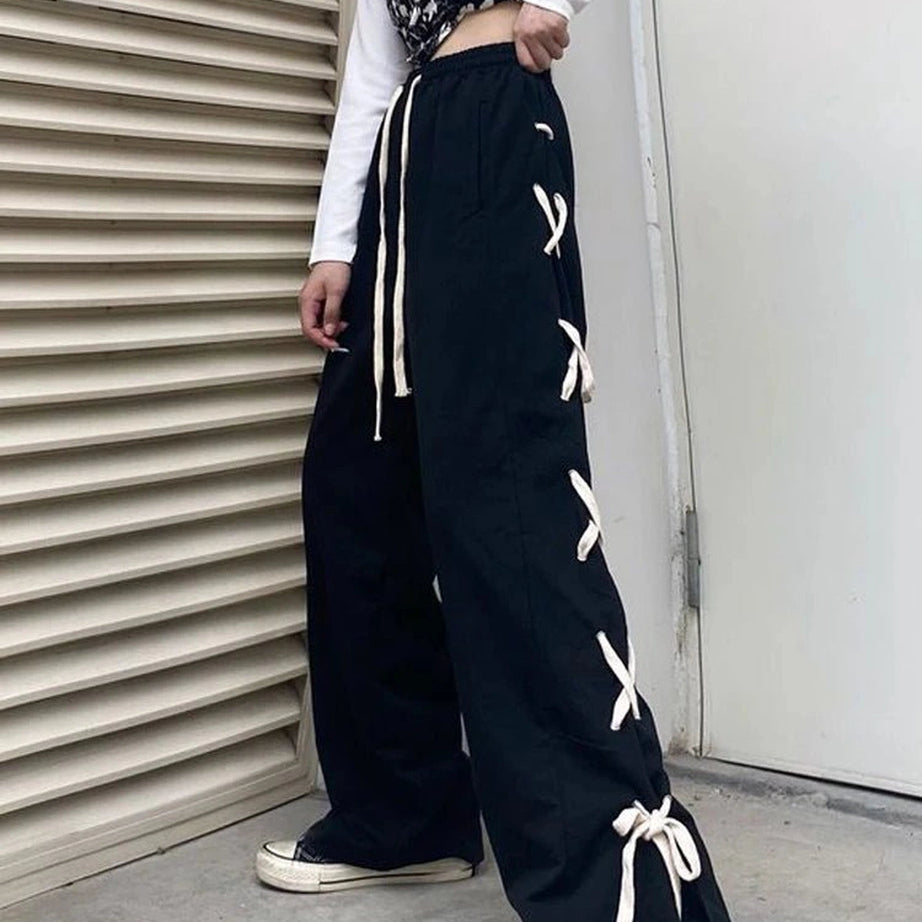 Edgy Bandage Wide Pants Shoptery