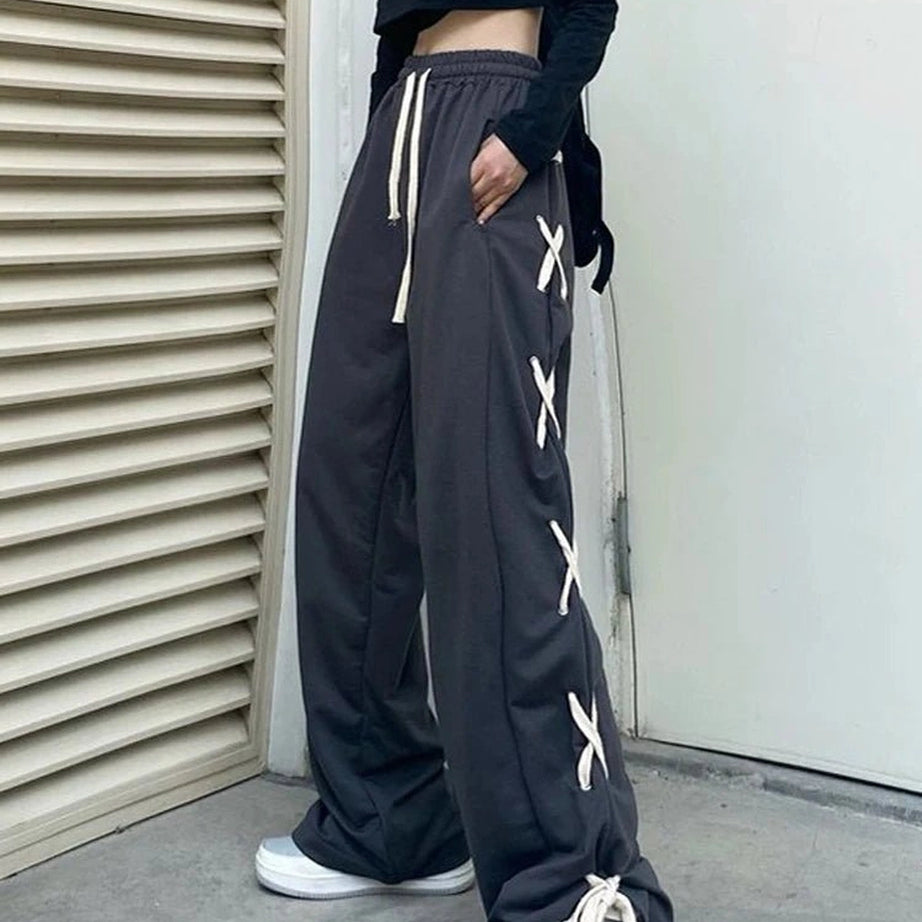 Edgy Bandage Wide Pants Shoptery