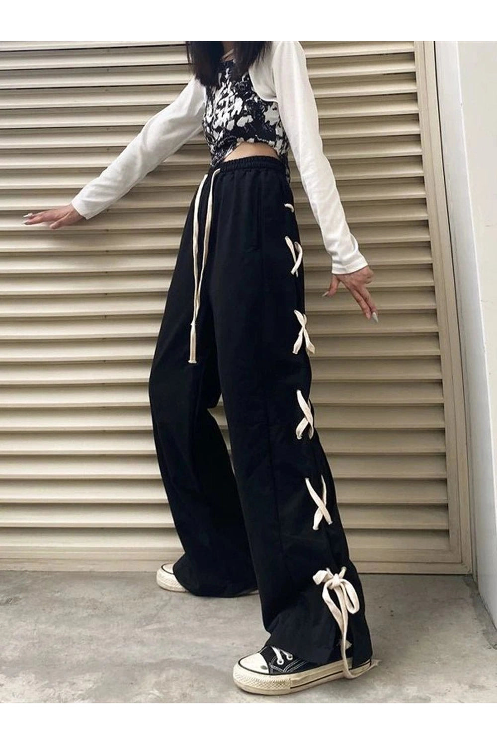 Edgy Bandage Wide Pants Shoptery