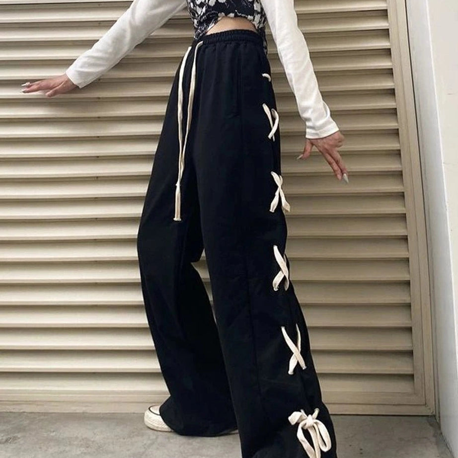 Edgy Bandage Wide Pants Shoptery