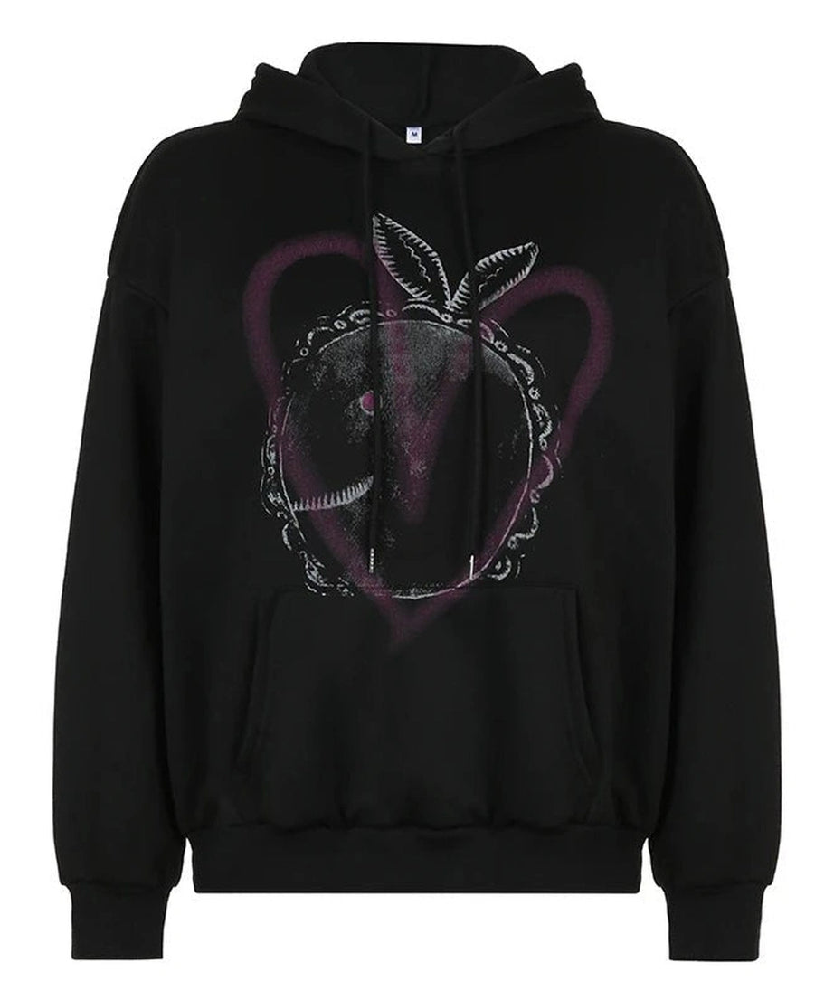 Heart Graffiti Oversized Hoodie - Hoodies