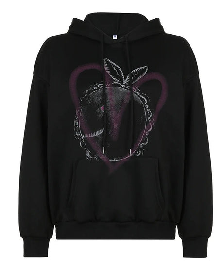 Heart Graffiti Oversized Hoodie - Hoodies