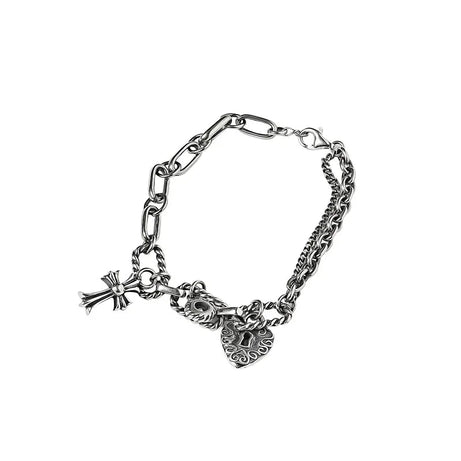 Heart Key & Lock Charm Bracelet - Bracelets
