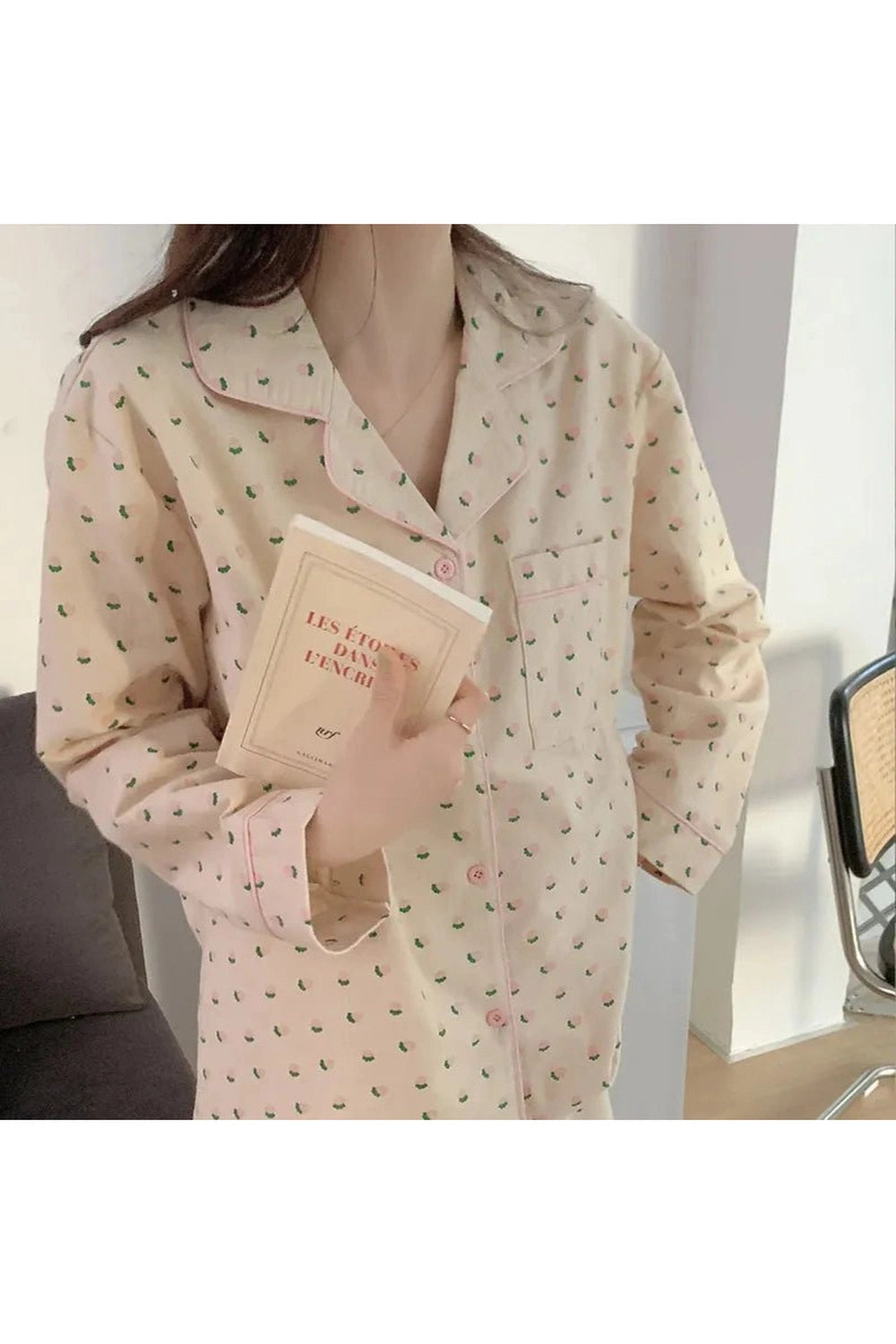 Heart Print Pajama Set - Pajamas