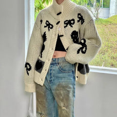 Heart & Skull Retro Knit Cardigan Shoptery