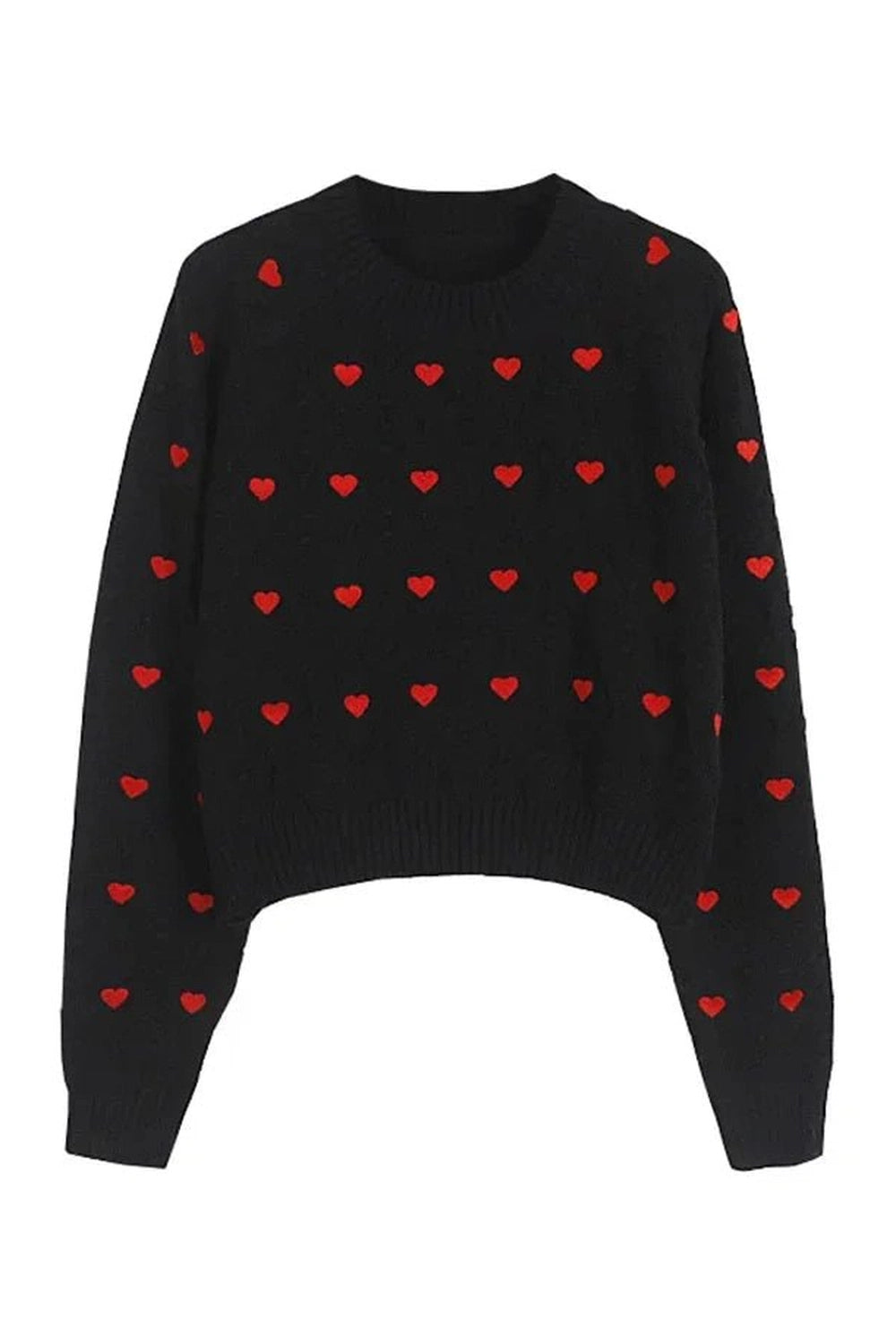 Retro Heartfelt Cuddle Knit Sweater black Shoptery