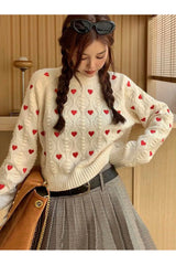 Retro Heartfelt Cuddle Knit Sweater Shoptery